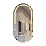 FYTVHVB Frameless Anti-fog Oval Mirror With 3 Color Lights Wall-mounted Smart Bathroom LED Light Mirror Bedroom Vanity Mirror HD Entrance Decorative Mirror Vertical Hanging