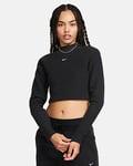 Nike Sportswear Phoenix Plush Langermet avkortet overdel med lang hals, smal passform og lun fleece til dame