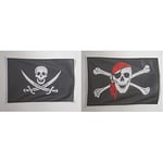 AZ FLAG Pavillon Nautique Pirate Jack Rackham 45x30cm - Corsaire 30 x 45 cm & Pavillon Nautique Pirate Foulard Rouge 45x30cm - Drapeau de Bateau Corsaire avec Bandana 30 x 45 cm