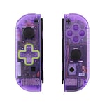 eXtremeRate Coque de Remplacement avec Bouton pour Nintendo Switch Joycon (Version D-Pad), Coque avec Bouton Customisé pour Nintendo Switch & Switch Modèle OLED Joycon, Transparent Violet