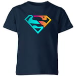 Justice League Neon Superman Kids' T-Shirt - Navy - 3-4 Years