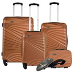 Set de valises rigides 4 pcs. Valise cabine 56 cm, Valise moyenne 66 cm, Grande valise 76 cm et Trousse de toilette 23 cm + Pèse-bagages