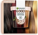 Garnier Good Permanent Hair Dye Premium Starter Kit, 6.0 Mochaccino Brown, Up T
