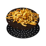 Tower TLINER5 Pack of 2 Reusable Circular Air Fryer Liners, Suitable for Most 5-7 Litre Air Fryers Including Ninja, Non-Stick, Dishwasher Safe, Black