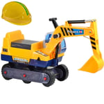 Rexco Childrens Kids Ride on Yellow Excavator Digger Push Along Toy Car Tractor