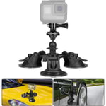 360° Rotation Ball Head Triple Suction Cup Car Phone Holder Action Camera Camcorder DSLR Dashcam Race Car Holder Vehicle Cab Cockpit Windscreen Window Mount for GoPro Sony DJI iPhone Hi-Speed Vlogging