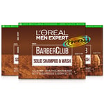 3x Loreal Men Expert Barber Club Solid Shampoo & Wash Soap Bar 80g Plastic Free