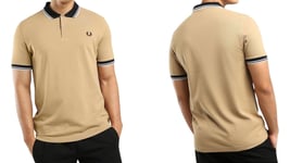 Fred Perry Mens Warmstone/Black Contrast Twin Tipped Polo Size UK L 41" Chest