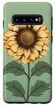 Galaxy S10 Aesthetic Sunflower Line Art Minimalistic Sage Green Case