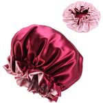 1 Piece of Satin Bonnet Dual-Layer Soft Night Bonnet Extra Large Night Cap Adjustable Silk Bonnet Satin Hair Bonnet Shower Caps for Girls Women