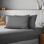 Silentnight Supersoft Charcoal Pillowcase Pair Easy Care Soft Snuggly Plain Pillow Cases Ideal with Duvet Cover Quilt Bedding Set Machine Washable Pillows Covers - Standard Size (74cm x 48cm)