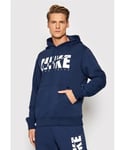 Nike Mens Sportswear Fleece Hoodie in Navy Cotton - Size Large