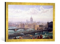 'Image encadrée de John CROWTHER "View of London showing St Paul S and Canon Street Station FROM Southwark Bridge, d'art dans le cadre de haute qualité Photos fait main, 60 x 40 cm, or Raya