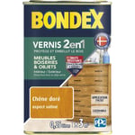 Bondex Vernis Bois 2 en 1 Protège et Embellit Aspect Satiné - 0,25L Couleur: Chêne doré