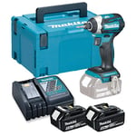 Makita DTD154RTJ 18V Li-Ion LXT Brushless Impact Driver Complete with 2 x 5.0 Ah Li-Ion Batteries and Charger Supplied in A Makpac Case , Blue