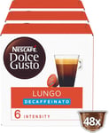Nescafe Dolce Gusto Lungo Decaff Coffee Pods (Pack of 3 Total 48 Capsules)