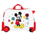 Disney Mickey Enjoy the Day White Kids Rolling Suitcase 50x38x20 cm Rigid ABS Combination lock 34 Litre 2.1 Kg 4 Wheels Hand Luggage