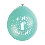 Unique Party 56033 - Ballons de Baudruche - 23 cm - Happy 1st Birthday - Assortiment de 10