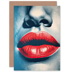 Lipstick Love Romance Close Up Red Birthday Valentines Day Blank Greeting Card