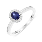 18ct White Gold Sapphire Diamond Halo Ring