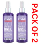 2X L'oreal Elvive ALL FOR BLONDE 10 in 1 Bleach Rescue Leave in Spray 150ml