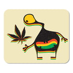 Mousepad Computer Notepad Office Colorful 420 Cute Monster with Marijuana Leaf on Grunge Yellow Green Alien Big Home School Game Player Computer Worker Inch