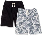 Amazon Essentials Cargo Shorts, Noir/Gris, Motif Camouflage, 8 Ans