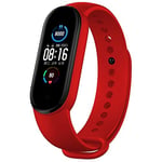 Beilaishi Suitable For Xiaomi Band Mi 5 Solid-Color Silicone Strap Length: 24.5cm(Black) replacement watchbands (Color : Red)