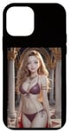 iPhone 12 mini Curvy Smile Girl, Golden Hair, Wearing Bikini, In Palace Case