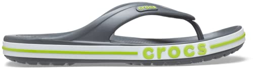 Crocs Unisex Bayaband Flip Flop, Slate Grey/Lime Punch, 10 UK
