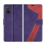 MOBESV Samsung Galaxy A71 Case, Phone Case For Samsung Galaxy A71, Samsung Galaxy A71 Phone Cover, Flip Wallet Case for Samsung Galaxy A71 Phone Case, Violet/Red