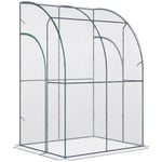 Walk-In Lean to Wall Tunnel PVC Greenhouse with Doors
