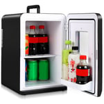 Mini Réfrigérateur Voiture Portable, 15 litres Mini Frigo de Chambre, 12V/220V frigo voiture, Fonction Chaud