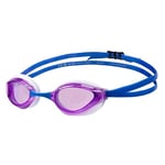 Arena Unisex Python Racing Swim Goggles for Men and Women Anti-Fog Non-Mirror Lens Max Comfort Dual Strap, Violet/White/Blue