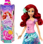 Mattel Princesses Disney Spin & Reveal Coffret avec poupée Ariel et 11 Surprises, Dont 5 Accessoires, 5 Autocollants et Une scène de Jeu, Jouet inspiré du Film, HTV88
