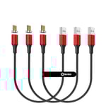 Gen10 Micro USB Câble de Charge Rrapide Magnétique en Nylon Tressé avec Del Latérale Compatible avec Périphérique Android(0.3m / 3 Pack Rouge)