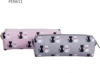 One Compartment Pencil Case White And Black Cat