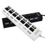 lect carte memoire 7 port on-off switch usb 2.0 hub high speed for pc laptop bk ep88072