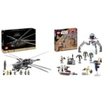 LEGO 10327 Icons Dune Atreides Royal Ornithopter, Model Kit for Adults to Build & Star Wars Clone Trooper & Battle Droid Battle Pack Building Toys for Kids with Speeder Bike Vehicle, 4 Minifigures