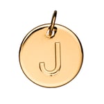 Bokstavshänge cirkel J – Ø12 mm, mässing pläterat med 9 karat guld