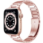 Miimall Metal Strap Compatible with Apple Watch 41mm/40mm/38mm, Ultra-thin Stainless Steel Adjustable Band Durable Folding Clasp iWatch Strap Bracelet for iWatch SE Series 7/6/5/4/3/2/1-Champagne