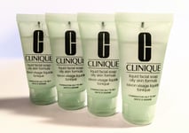 4x Clinique Liquid Facial Soap 30ml Oily Skin Formula, perfect for travel