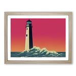 Pop Art Lighthouse H1022 Framed Print for Living Room Bedroom Home Office Décor, Wall Art Picture Ready to Hang, Oak A2 Frame (64 x 46 cm)