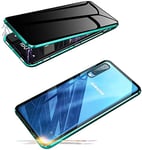 para sakura anti peeping privacy magnetic phone case Xiaomi Redmi Note 10/Note 10 Pro,Phone Case with Double Side Tempered Glass Metal Frame dsorption Metal Bumpe Shock-Absorption,Anti-spy(green)