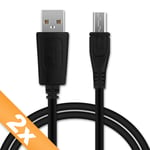 2x Câble Data (LONG CONNECTEUR) pour CAT S60 / S50 / S41 / S40 / S31 / B30 / B25 / B15Q / B15 / B100 / B10 - 1m Câble USB, noir