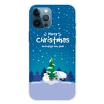 iPhone 15 Pro Fleksibelt Plast Jul Deksel - Merry Christmas - Snømann og Juletre
