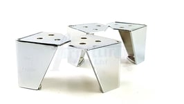 4 Metal Furniture Legs 95mm High Chrome Corner Feet Sofa Chair Beds Cabinets