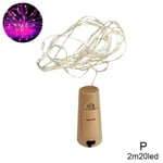 Battery Powered Led String Lights Copper Cork Wire Wine Bottle P Pink 2m20led