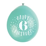 Unique Party 56040 - Ballons de Baudruche - 23 cm - Happy 6th Birthday - Assortiment de 10