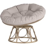 Papasan stol rotting 360° roterande flätad stol med sittdyna diameter 120 cm rund utomhus rottingstol snurrstol fåtölj fåtölj fö